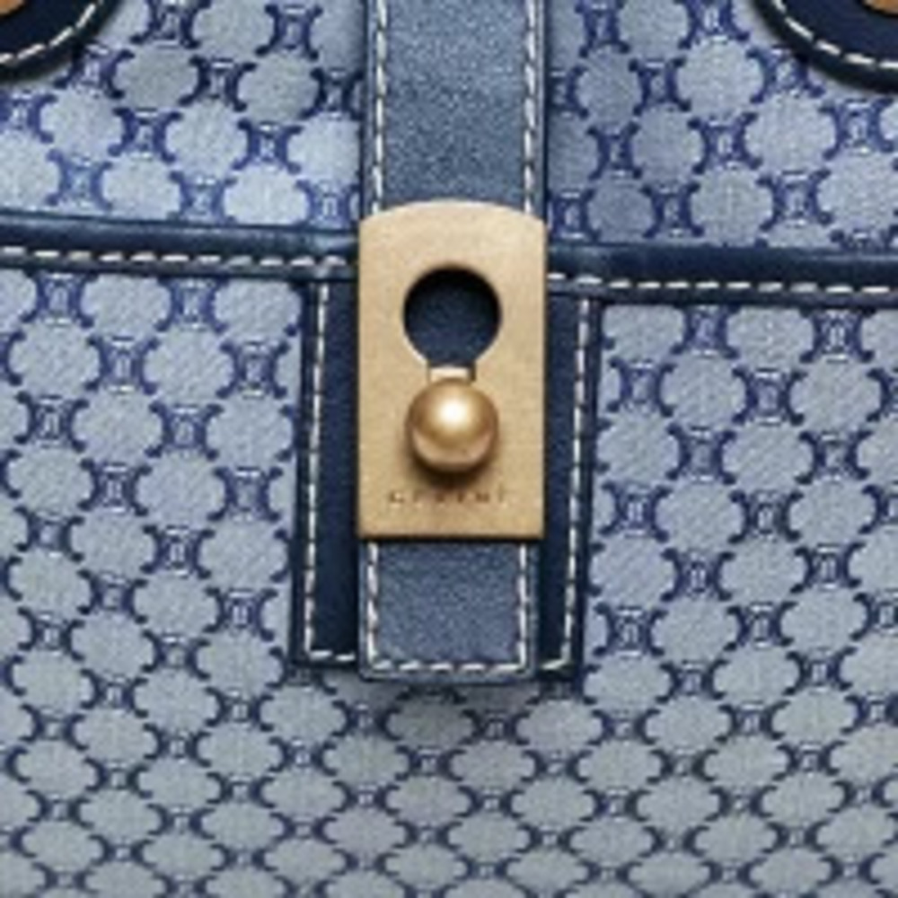 Celine Macadam Canvas Handbag Navy Blue - Picture 9 of 13